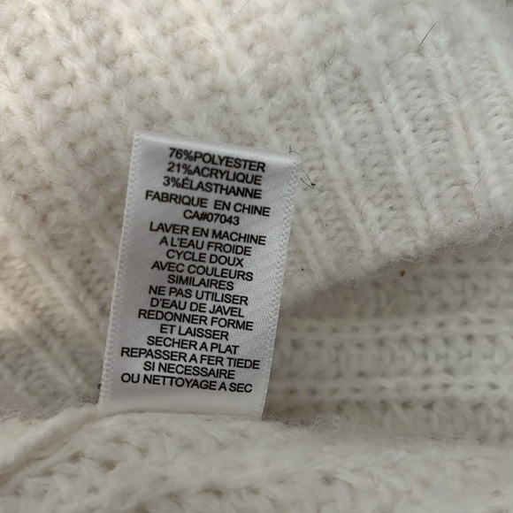 Cream Mock Neck Sweater Bell Sleeve, Size L - Picture 9 of 9